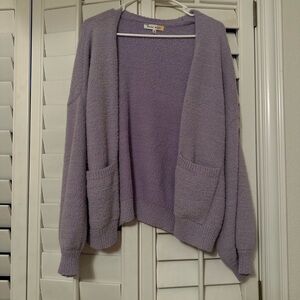 Lavender Purple Cozy Warm Puff Sleeve Cardigan